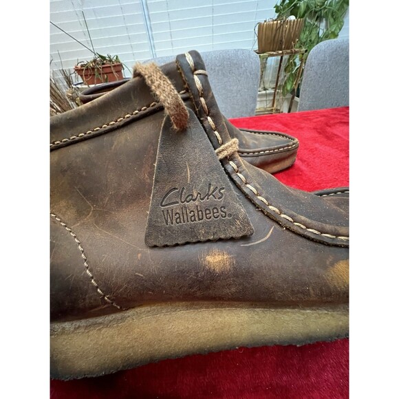 Clarks Mens Wallabee Beeswax Brown Leather Ankle Boots Shoes 9.5 Medium main image 4